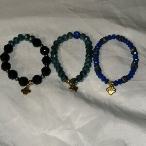 Girl’s‎ Gem Jams by Erimish stretch bead bracelet set blue black missing gems